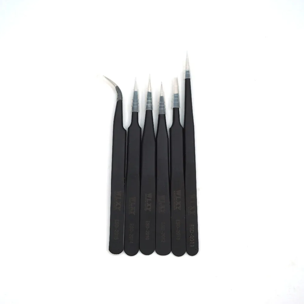

Stainless Steel Tweezers Set Precision Anti Static Tweezers for BGA Work Repair Tools Kit ESD-10,11,12,13,14,15