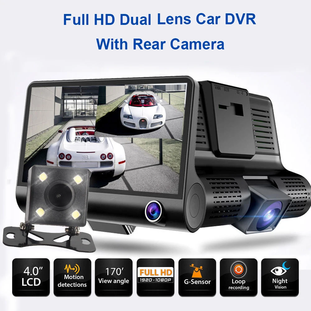 Видеорегистратор автомобильный с двумя объективами HD 1080P 4 дюйма G