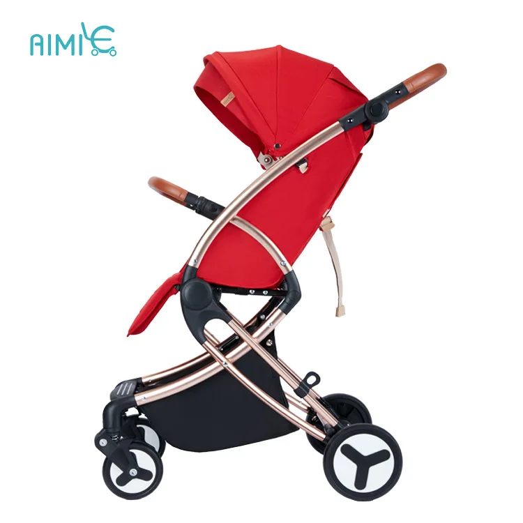 Высокий пейзаж, светильник для детской коляски, коляска, может лежать, рама из алюминиевого сплава, автомобильная складная переносная коляска для новорожденных - Цвет: red
