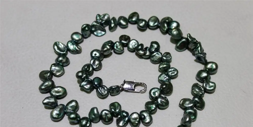 

natural keshi reborn pearl freshwater pearl necklace Blue-green 8x9mm17 " a(5.18)