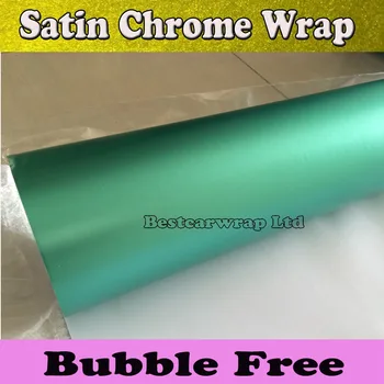 

Satin Chrome Tiffany Blue Vinyl For Car Wrap Chrome Matt Satin Tiffany Film Air Channle For Vehicle styling Foil 1.52x20m/Roll