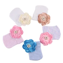Soft Baby Hat Beanie With Big Flower Pearls Infant Bebe Newborn Cotton Caps Bonnet Photography Props