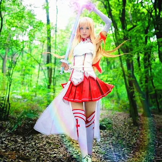 Details about / Anime Movie Sword Art Online Yuuki Asuna Cosplay Costume Uniform Full Set