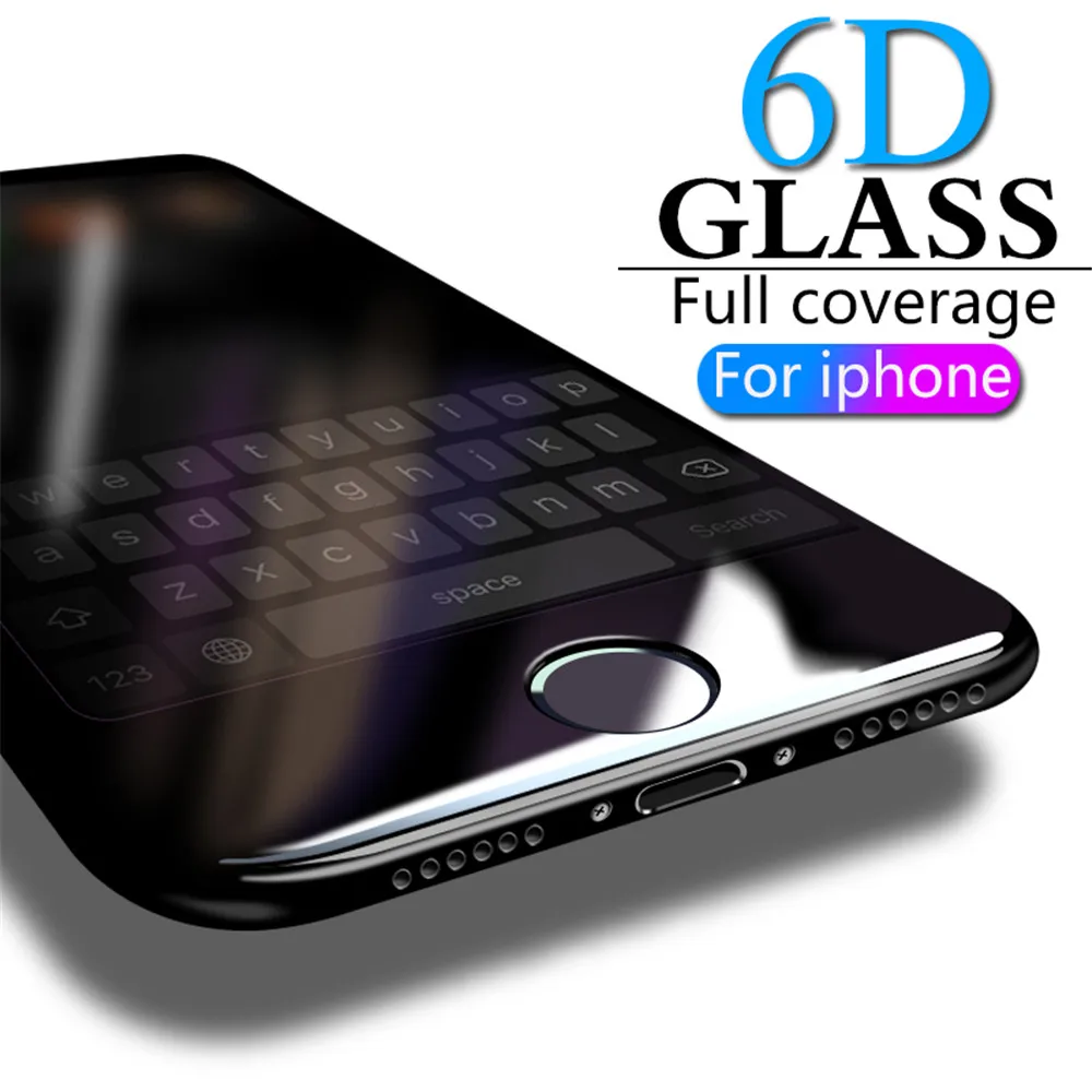 

6D Full Cover Protective glass on iphone 7 8 Plus X Tempered Glass For iPhone X XS MAX XR 8 7 Plus 10 Screen Protector