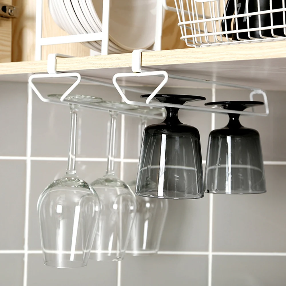 

Wine Glass Rack Holder Hanging Stemware Holder Under Cabinet Wine Glass Hanger Shelf Glass Bottle Goblet Inverted Hanging Rack