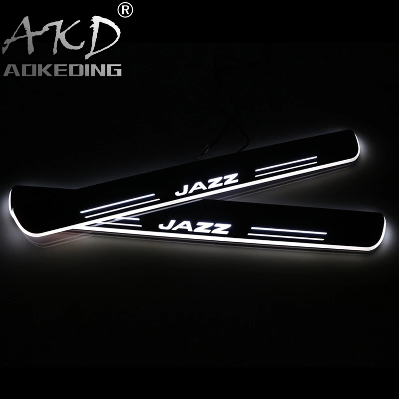 

AKD 4PCS Acrylic Moving LED Welcome Pedal Car Scuff Plate Pedal Door Sill Pathway Light For Honda Jazz Fit 2015 2016 2017 2018