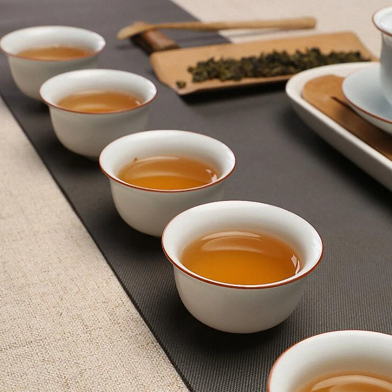 

White Porcelain Kung Fu Teacups High Quality Hand Made Tea Cups Chinese Vintage Tea Set Retro Ceramic Tea Bowl