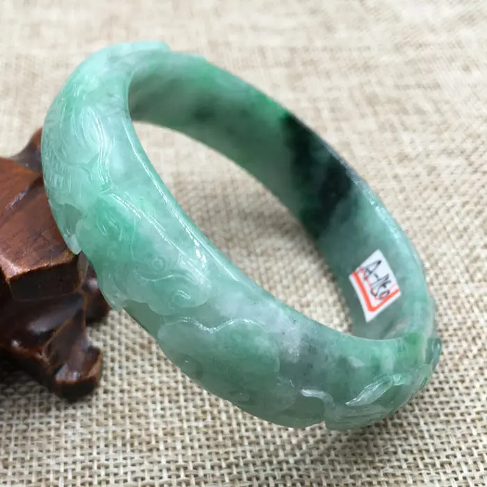 

59mm Vintage Chinese Hand-carved Emerald Green Jadeite Jade Bracelet Bangle 1150 a 5.19