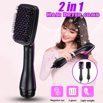 

1000W Professional Hair Dryer Brush 2 In 1 One Step Hair Dryer Styler Hair Comb Negative Iron Smooth Hair Curler Straightener