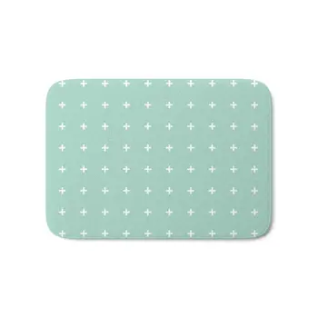 

Mint Cross // Mint Plus ///www.pencilmeinstationery.com Bath Mat 17" x 24" Pattern Coral Fleece Rug Anti-Slip Doormat Home Decor