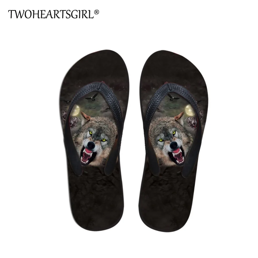 Twoheartsgirl Cool Wolf Pattern Flip Flops Men Casual Beach Sandals Antiskid Shoes For Boys Slippers High Quality Men's Slippers Twoheartsgirl Cool Wolf Pattern Flip Flops Men Casual Beach Sandals Antiskid Shoes For Boys Slippers High Quality Men's Slippers