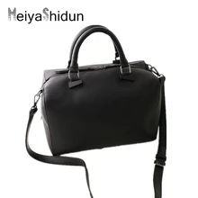 MeiyaShidun Casual Women Handbags Crocodile Boston Leather Bag Tote shoulder Messenger Bags Snake Embossing Designe Black Bucket