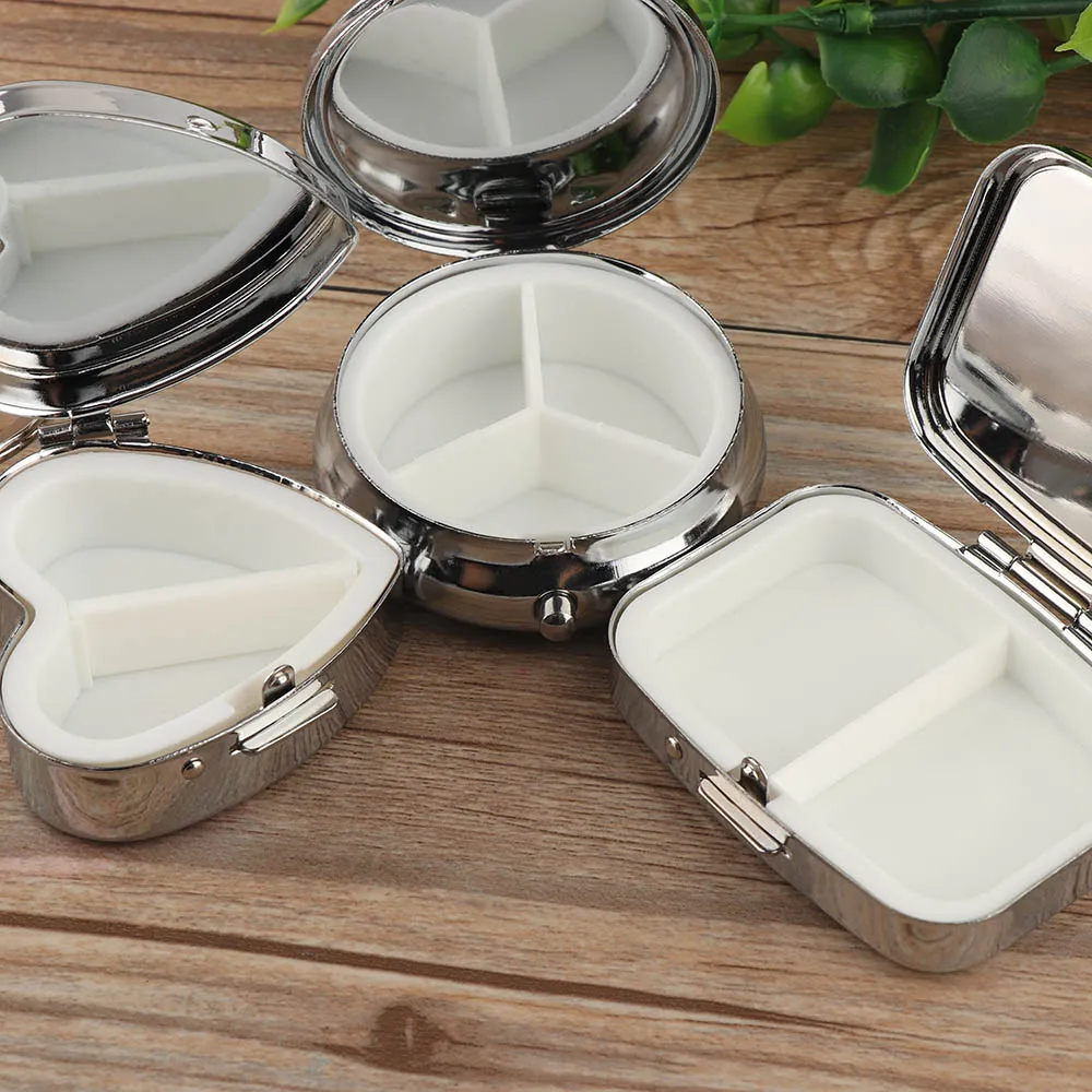 

1PC Portable Metal Round Pillbox Key Chains Medicine Organizer Container Medicine Case Storage Handbag Holder Fashion Jewelry