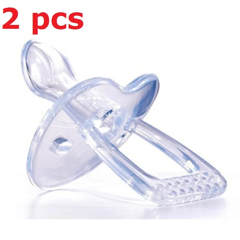 

2pcs Simple Clear Transparent Safe Silicone Gel Love Heart Shape Baby Care Infant Toddler Pacifier Flat Round Nipple