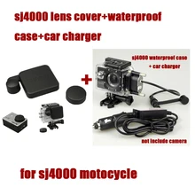Sj4000 Original Caso Shell À Prova D’ Água + Carregador de Carro + Cabo USB + tampa da lente tampa Para SJCAM SJ 4000 wifi plus para motocicleta