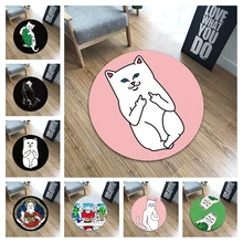 Нескользящий ковер с рисунком кошки, кухонные коврики, круглый коврик для спальни, гостиной, коврик с животными для ванной, входные двери, водопоглощающий коврик