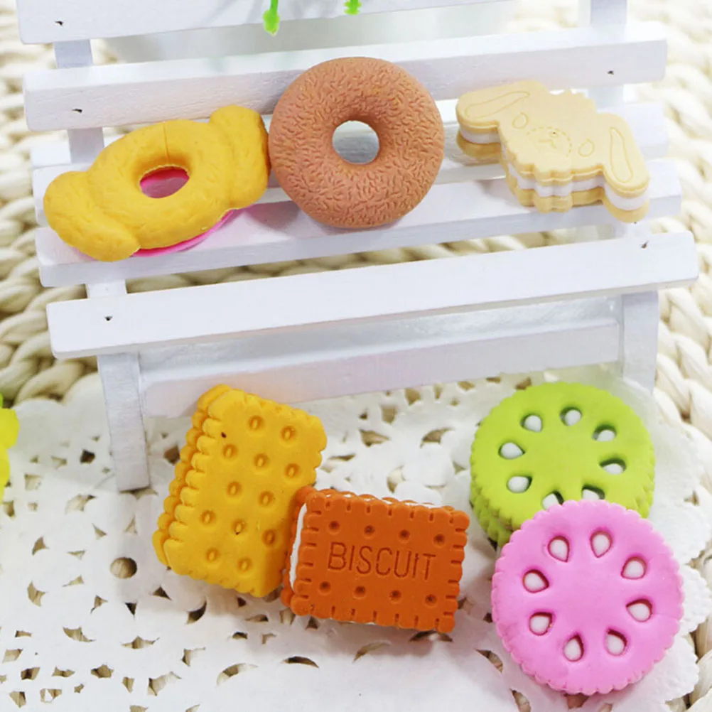 Student Supplies 1pcs  Novelty Food Eraser Cute Rubber Doughnut Cream Biscuit Party Bag Gift