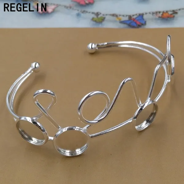 REGELIN винтажные открытые настройки браслета манжеты любовь браслет Пустые