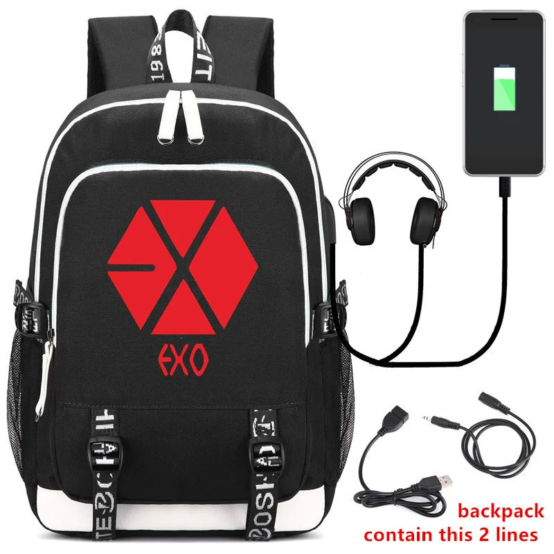DENGPAO Kpop EXO черный рюкзак для ноутбука школьные сумки подростков девочек и