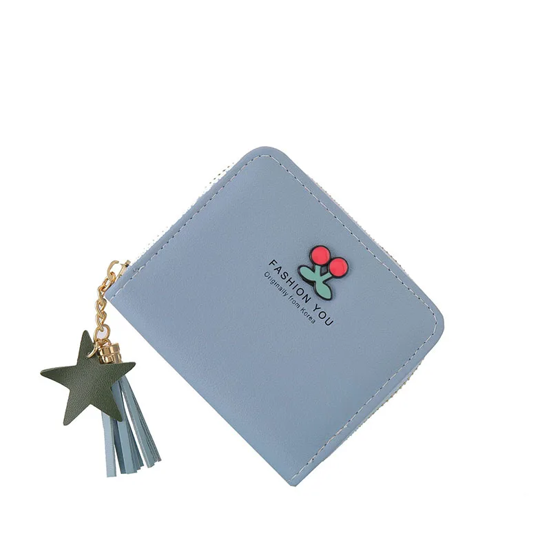 

New Hot Sale Wallet PU Tassel Cherry Wallet Beautiful Women's Wallet Women's Handle Zipper Coin Purse Zipper Card Case