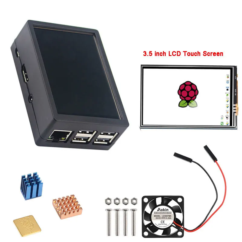 as picture Для Raspberry Pi 3 3,5 дюймов дисплей сенсорный экран+ ABS чехол+ вентилятор+ радиатор для Raspberry Pi 3B+/Raspberry Pi 3/RPI 3B - Цвет: as picture