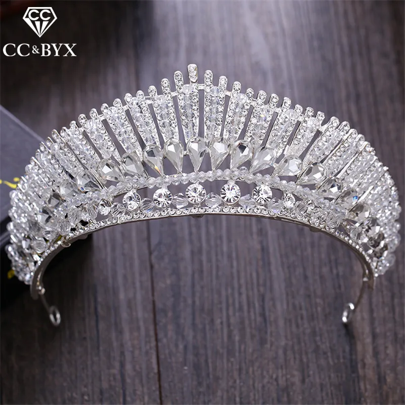 

CC Tiaras And Crowns Luxury Rhinestone Pageant Princess Big Crown Wedding Hair Accessories For Bridal Engagement Jewelry XY029