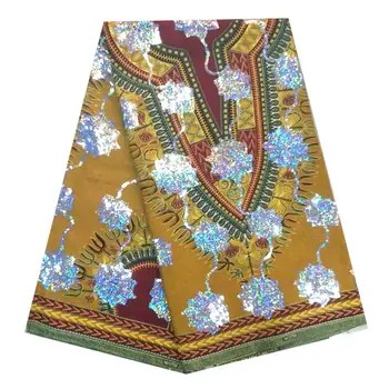 

African Style Wax 100% Cotton cotton Wax Fabric With Sequins For Dress H16081521