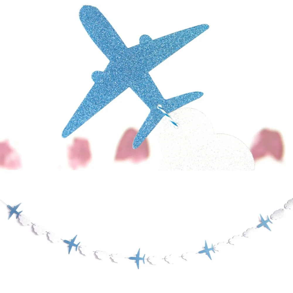 Облака и самолеты гирлянды вечерние украшения синий ребенок душ Дети День рождения события поставки счастливый Висячие фоновые баннеры