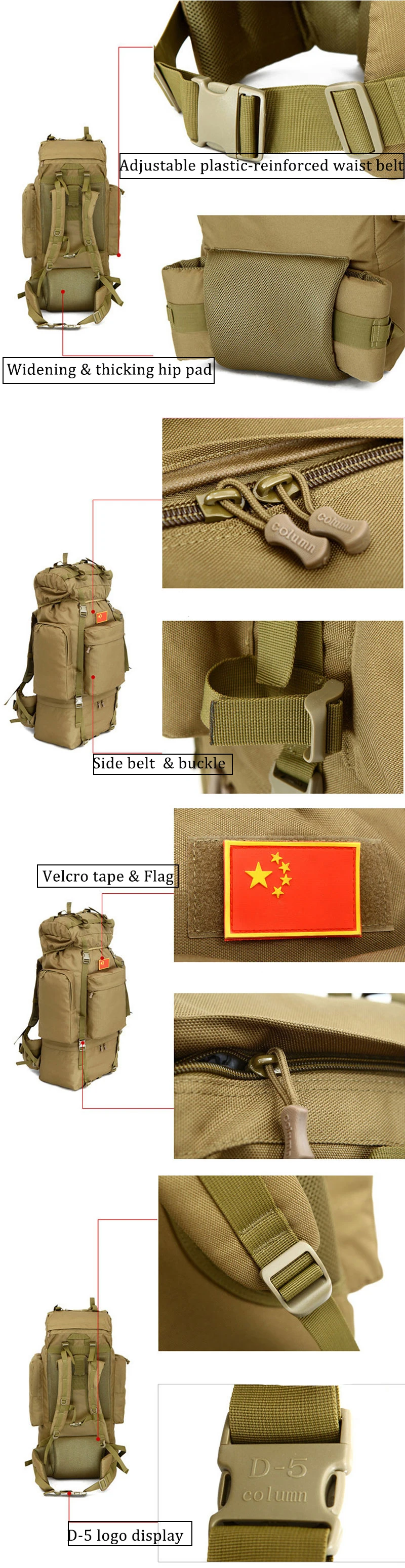 Mochilas à Prova Bolsas de Acampamento 100l ao ar Livre Grande Capacidade Tático Escalada Dnylon Água Náilon Viagem Esporte Caminhadas Masculino Mod. 1257282 24 Mochilas escal.