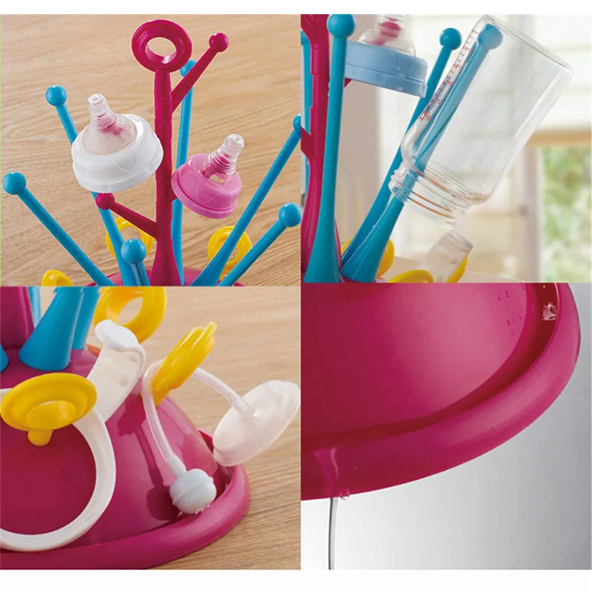 3Colors New Safe Baby Bottle Drying Racks Infant Feeding Shelf PP+ABS Healthy Bottle Drainer Pacifier Holder Baby Bottle Dryer13
