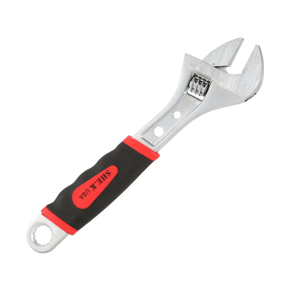 SHE.K 10&quot Ratchet Wrench Steel Hand Tool Repairing Spanner Adjustable Torque Household Combination For Nuts Bolts with Scale |
