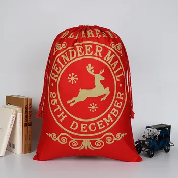 

Creative Santa Claus Deer 5 Styles Drawstring Canvas Santa Sack Rustic Vintage Christmas Gift Bag Decoration holiday gift