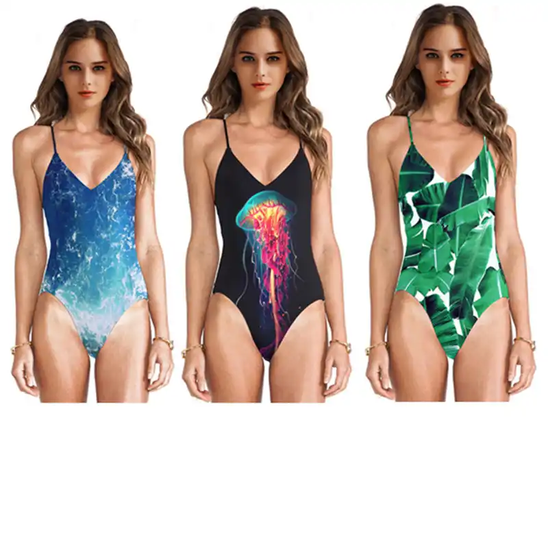 YARBAR Девушки Sexy One Piece 3D печатных плавательный Боди женские купальники Летний пляж