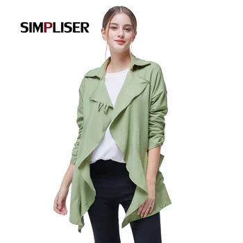 

SIMPLISER Women Coats Spring Fashion Female Outwear Women Green Blue Overcoats Ladies Large Size 5XL Trench Femme Ruffles Tops
