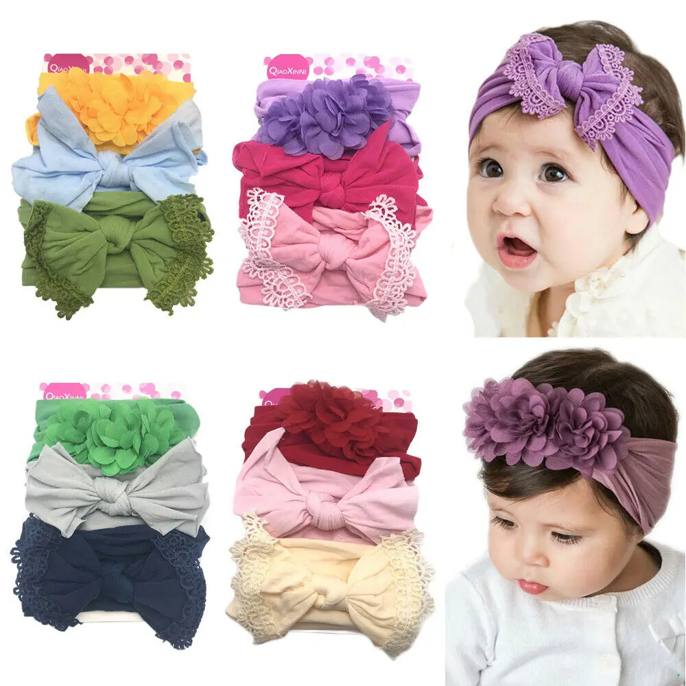

Cute Kids Girl Baby Headband Infant Newborn Flower Bow Hair Band Accessories
