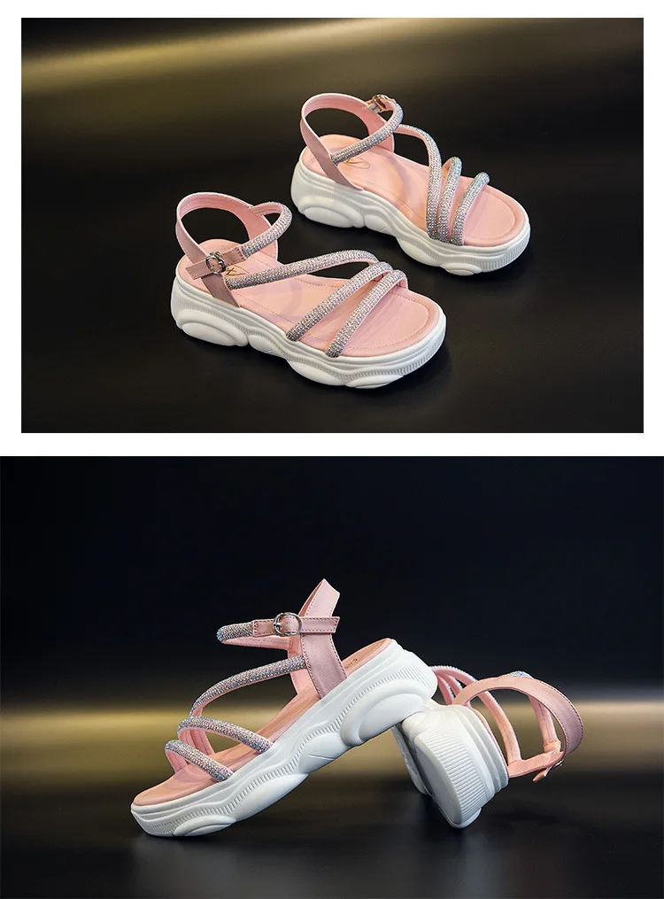 Koovan/женские спортивные сандалии; женская обувь на плоской подошве; Новинка года; Летняя женская обувь; сандалии со стразами в римском стиле для студентов