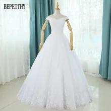 BEPEITHY 2017 Vestidos de Novia New Design Off Shoulder Bohemian Wedding Dresses Pleat Appliques Tulle Bridal Gowns Real Photo
