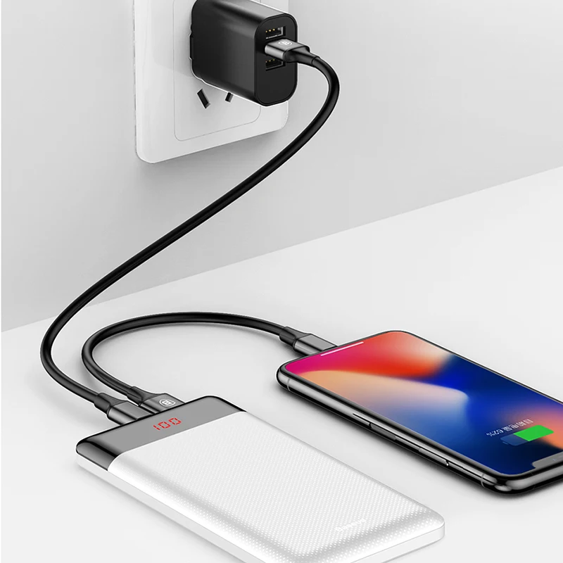 Внешний аккумулятор Baseus на 10000 мАч с двумя USB портами и цифровым дисплеем|Внешние