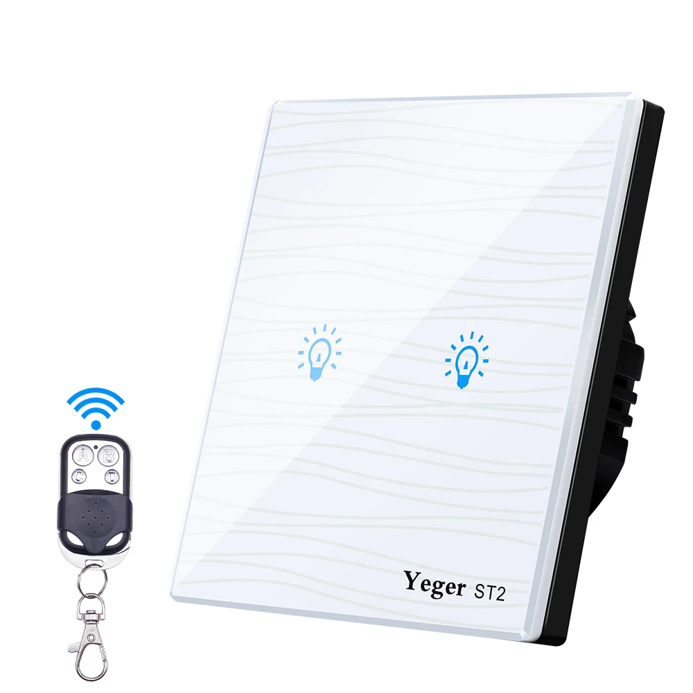 

Yeger EU Standard Smart Wall Switch Remote Control Switch 1 Gang 1 Way Wireless Remote Control Touch Light Switch
