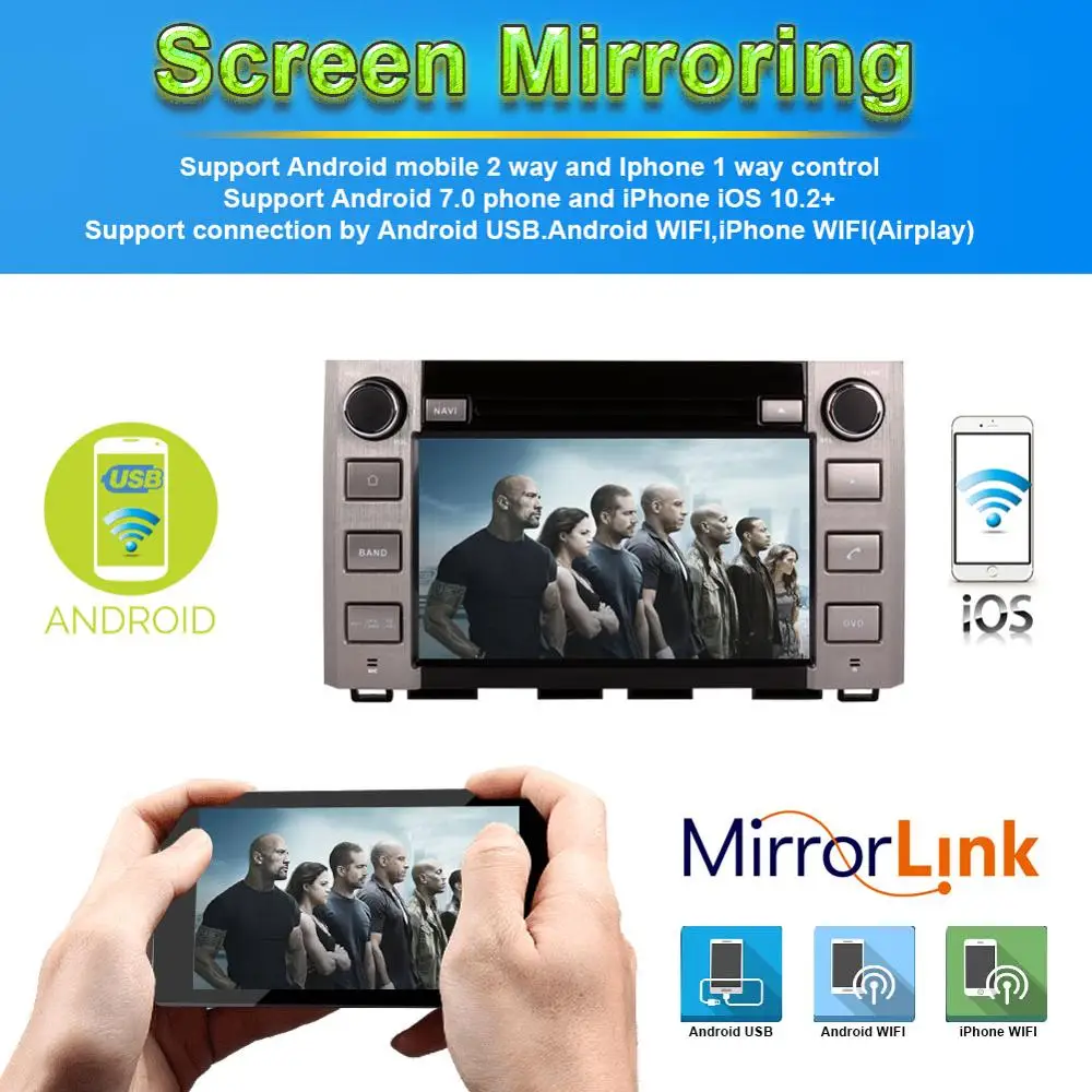 Perfect 4GB RAM Android 7.1/8.0 Car Auto Radio Stereo Head Unit For Toyota Tundra 2014- DVD Multimedia Player GPS Navi Free Map WIFI 4G 6