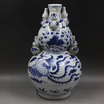 

Antique Chinease YuanDynasty porcelain vase,Blue & white phoenix bottle,Handicrafts,best collection&adornment, Free shipping
