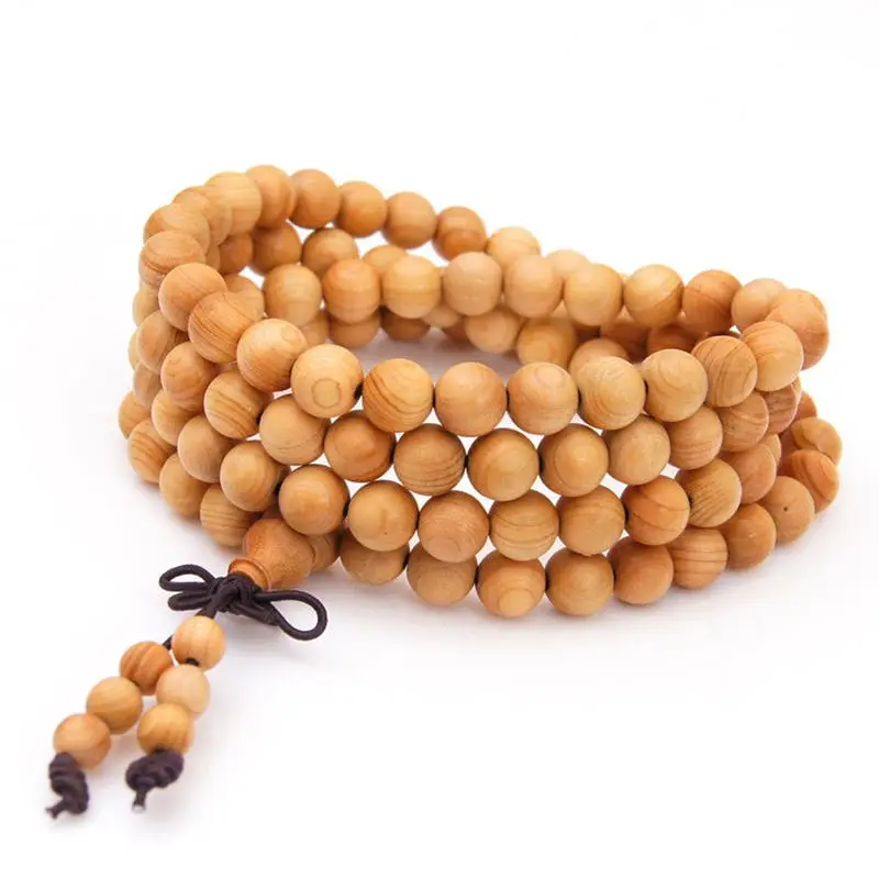 

BRO068 Natural Fragrance Yabo Wooden Bracelets 108 Prayer Mala Yoga Meditation Rosary Buddhist Thuja Rosary 8mm