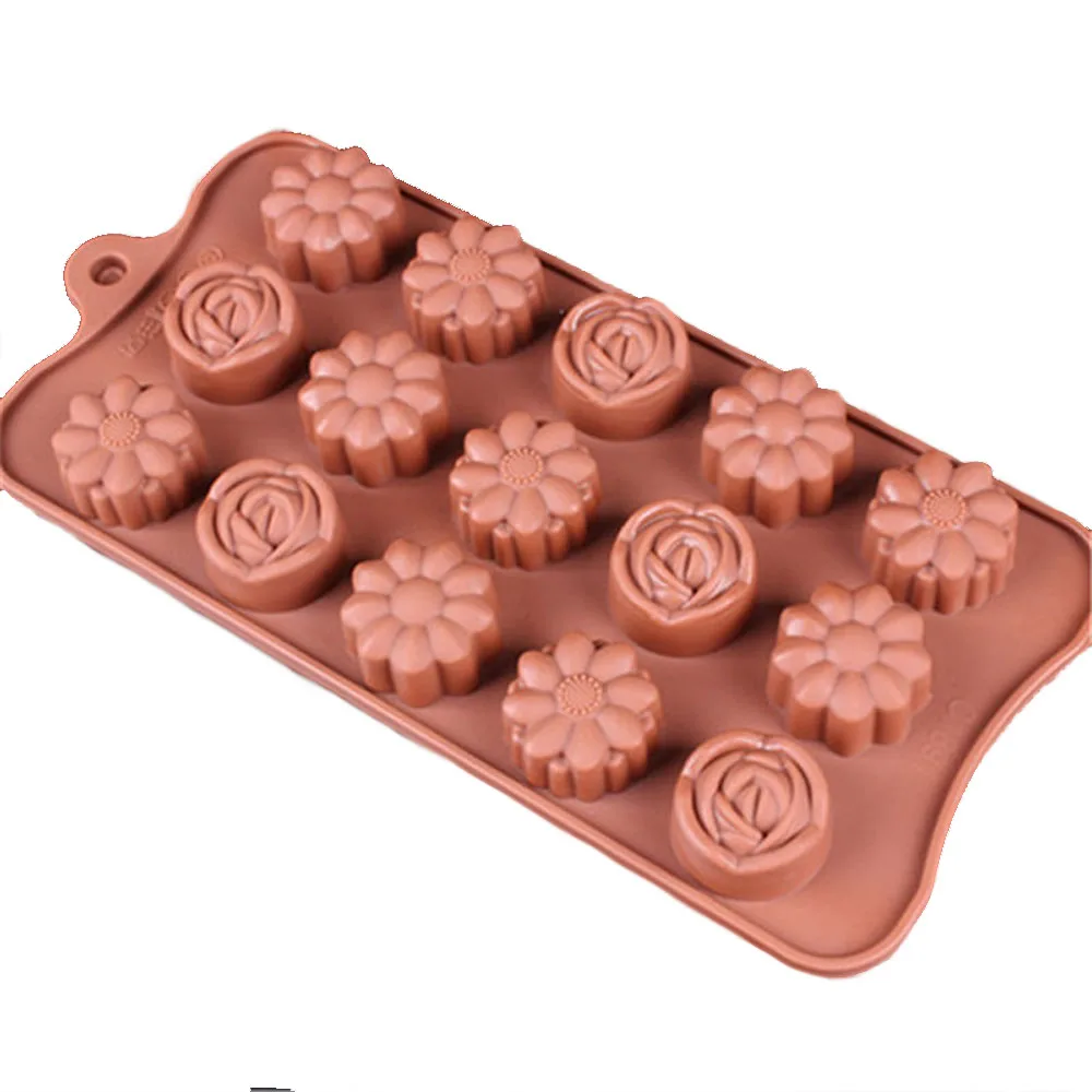 

15 Cavity Silicone Flowers Rose Chocolate Mold Cake Soap Candy DIY Fondant Mould