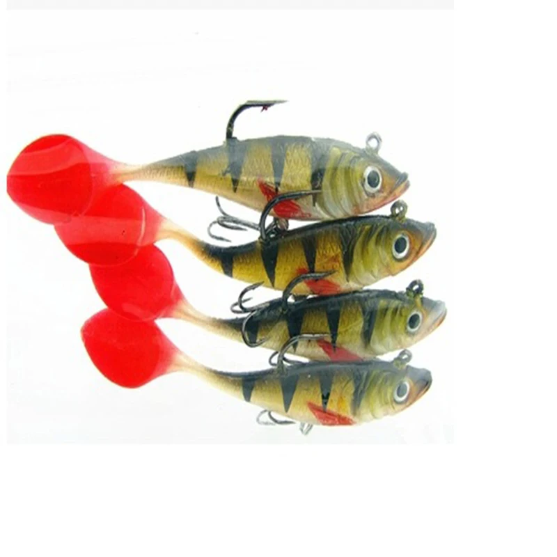5PCS Mighty bite Long tail soft lead fish fishing lure 11g 8.5 cm luminous sea fishing tackle