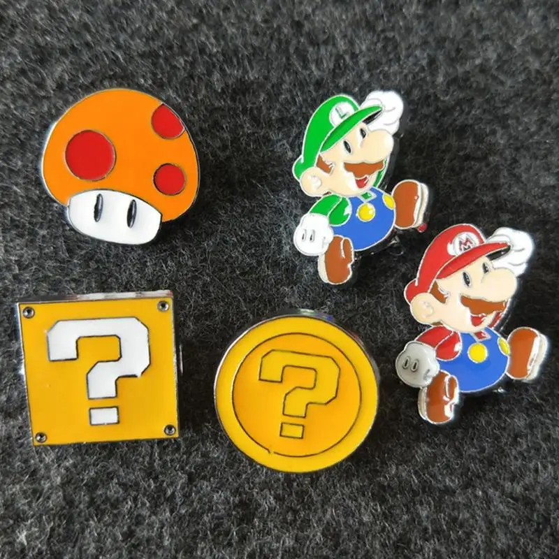 

1 Pc fashion Cartoon Anime Super Mario Mushroom Zinc Alloy Badge Chestpin Figure Toy for Clothes Backpack Pin Brooch Badge gift