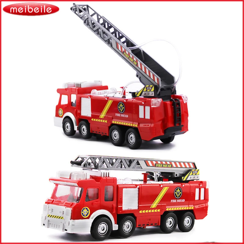 Image Original Box Playmobile Juguetes Fireman Sam Toys Fire Truck Car With Siren Toys For Boy  Educational Water Gun Toy Truck