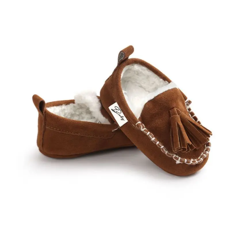 Winter Baby PU Leather Infant Suede Boots Baby Moccasins Newborn Princess Tassel Baby Shoes