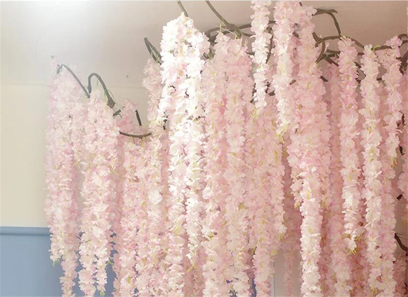 4 шт./компл. вишня в цвету ротанга Sakura ткань Artficial цветы DIY Свадебные украшения сада flores вечерние Декор венок