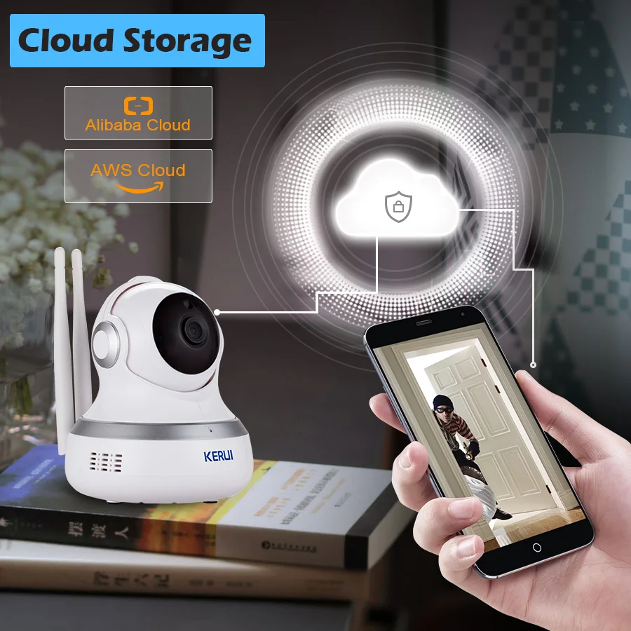 KERUI Indoor Wireless 1.0MP HD 720P IP Camera WiFi Home Security Surveillance Camera Cloud Camera Night Vision Motion Detection