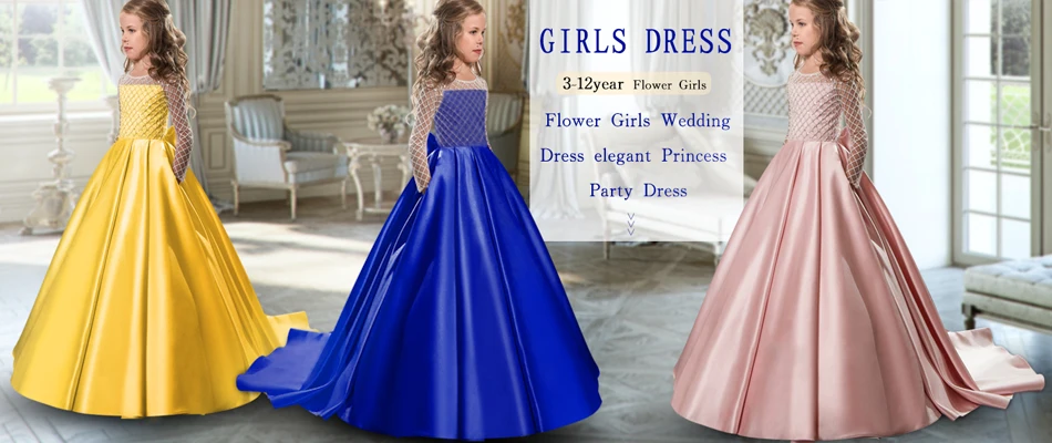 От 4 до 14 лет для девочек свадебное платье с цветочным узором для девочек европейский и американский Кружева блесток с бантом на поясе платье принцессы детская Роскошные свадебные платья